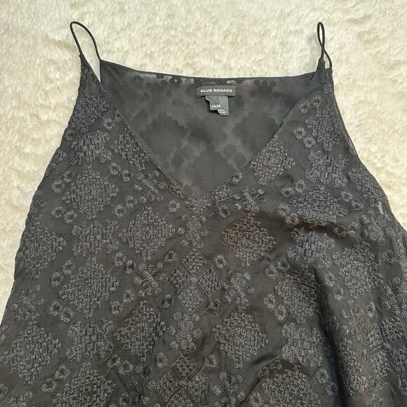 Club Monaco Black Strappy Tank sz M Boho embroidered lace drape tank - Picture 10 of 12